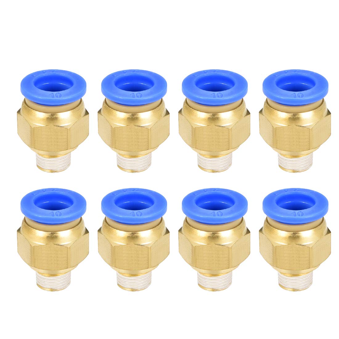 sourcing map Straight Pneumatic Push to Quick Connect Fittings G1/8 Male x 10mm Tube OD 8pcs