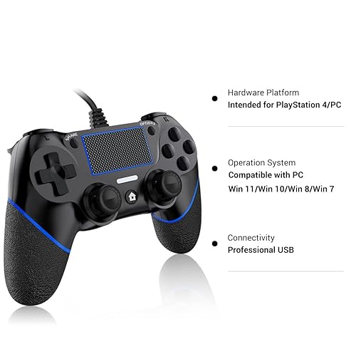 DIANVEN Wired Controller for PS4 Controller Wired for Sony Playstation  4/Pro/Slim and PC Windows 11/10/8/7 wit - Main Image