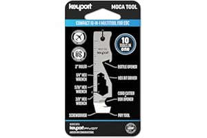 Keyport MOCA 10-in-1 Keychain Multitool (Stainless) | EDC Multi Tool: Pry Bar, Bottle Opener, Screwdriver, Box Opener, Cord Cutter & More | TSA Key Tool | EDC Gear | For Key Organizer & Key Chain