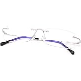 Rimless Clear Bifocal Reading Glasses Blue Light Blocking Readers for Men and Women Unisex Eyewear Far Near Dual-Use Lightweight Magnifying Anti Glare UV Digital Reduce Eyestrain Fashion Eyeglasses