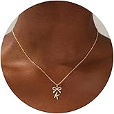 JIAOGE Valentines Day Gifts for Her Kids Girls - Gold/Silver Bow Necklace Dainty Initial Necklaces for Women Girls Gold Necklace for Women Birthday Gifts for Womens Teen Girl Gifts for Girls Jewelry