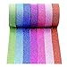 Wise Bird Decorate Mother's Day Gift Rainbow Glitter Sparkle Washi Masking Sticky Adhesive DIY Tape, School Class Office Birthday Notebook Arts & Crafts Gift Tape, 32ft/roll, Set of 7-G01