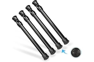 4 Pcs 8-10 inch Tension Rod, Goowin Short Tension Rod, No Drilling Small Tension Rods, Rustproof Spring Rod, Mini Thin Tension Rods for Cabinets, Cupboard, Wardrobe Bars, Bookcase (Black, 8-10 inch)