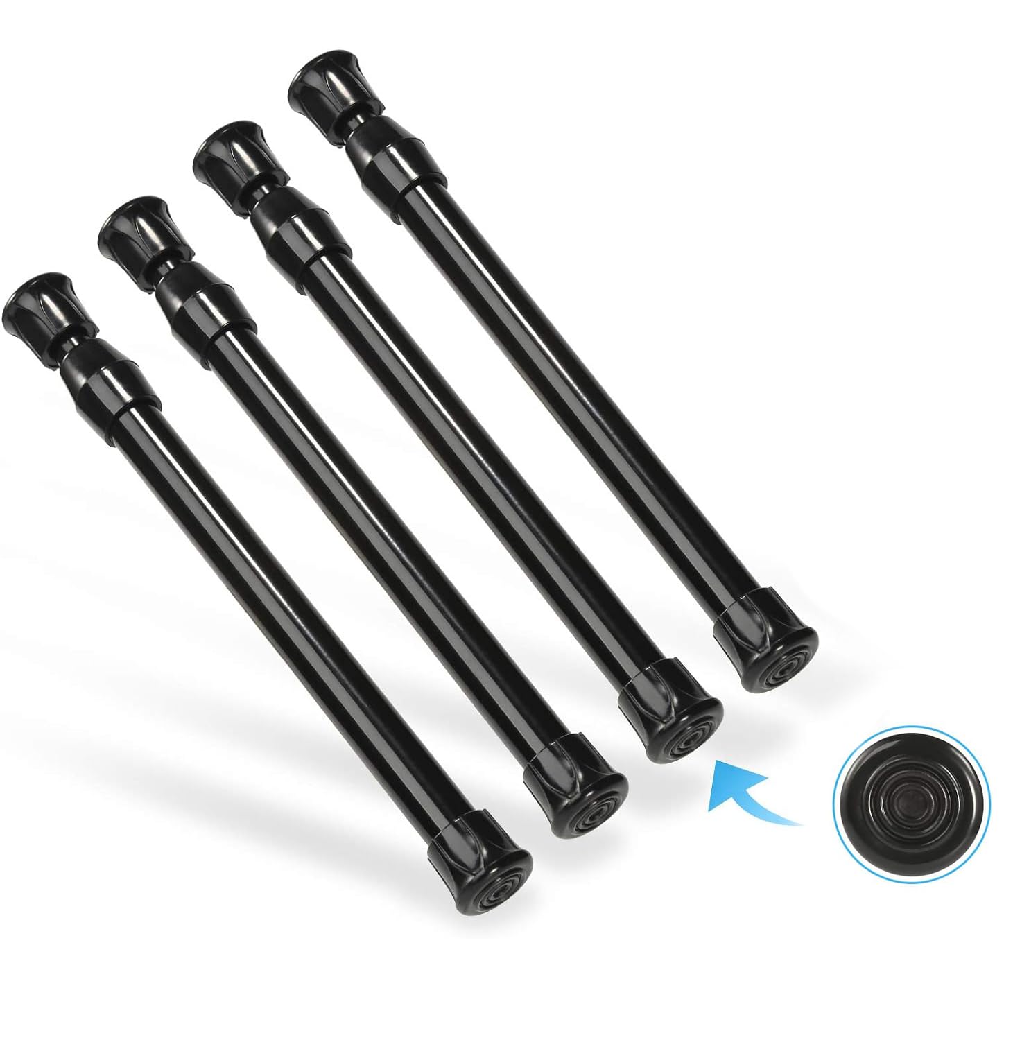 4Pcs Tension Rod, Goowin Tension Rods for Windows, No Drilling Rustproof Spring Adjustable Tension Curtain Rod for Doors, Windows, Wardrobe Bars, Drying Support Rods (Black, 18-28 cm-4 Pcs)