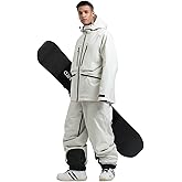 GSOU SNOW Mens Ski Jacket and Pants Set Baggy Snowboard Suit Ski Snowsuit Snow Bibs Waterproof Hooded