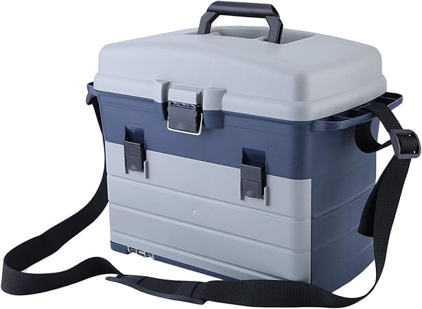 AMPM24US-US, Caja de Aparejos de Pesca Resistente, 3 Capas, bandejas