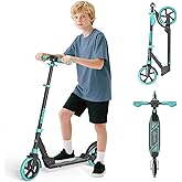 SIMATE Kick Scooter for Kids Teens & Adults, 3 Adjustable Heights, 8IN All Terrain Big Wheels, Dual Suspension, Foldable and Lightweight, Gifts for Girls Boys