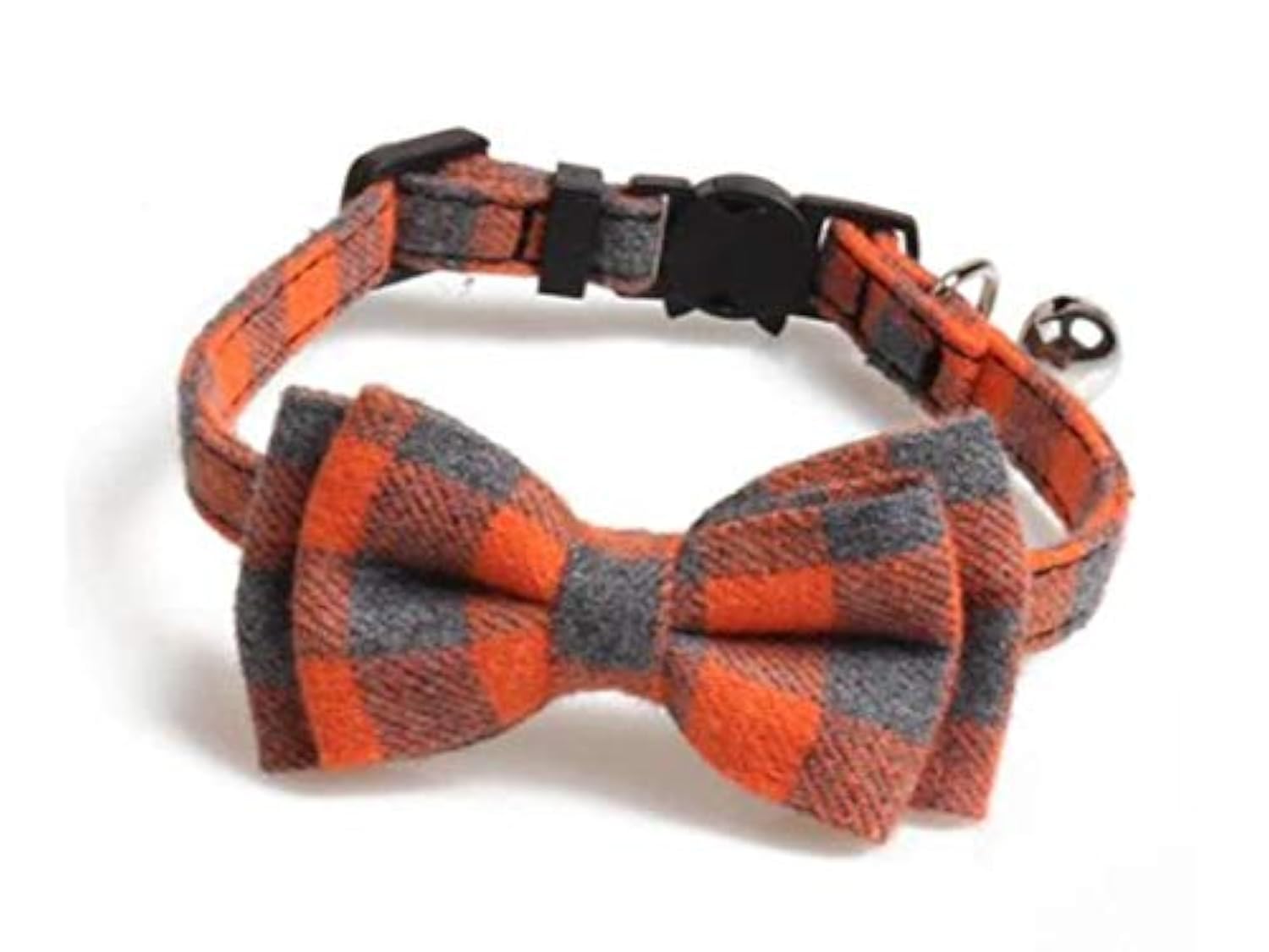 Bowtie Cat Collars with Bell | Safe Quick Release Breakaway Buckle | ZACAL Cat Collars (Orange and Grey)