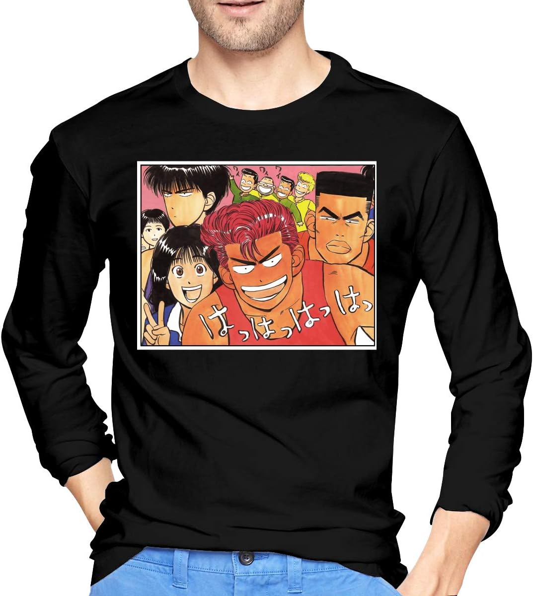 Luciy Slam Dunk Shohoku Long Sleeve Cotton T Shirt for Men Black