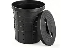 Perforated Sump Pump Basin with Lid, Black Sump Pump Bucket with 40 Pre-Drilled Holes, for Drainage, Basements, Crawl Spaces,