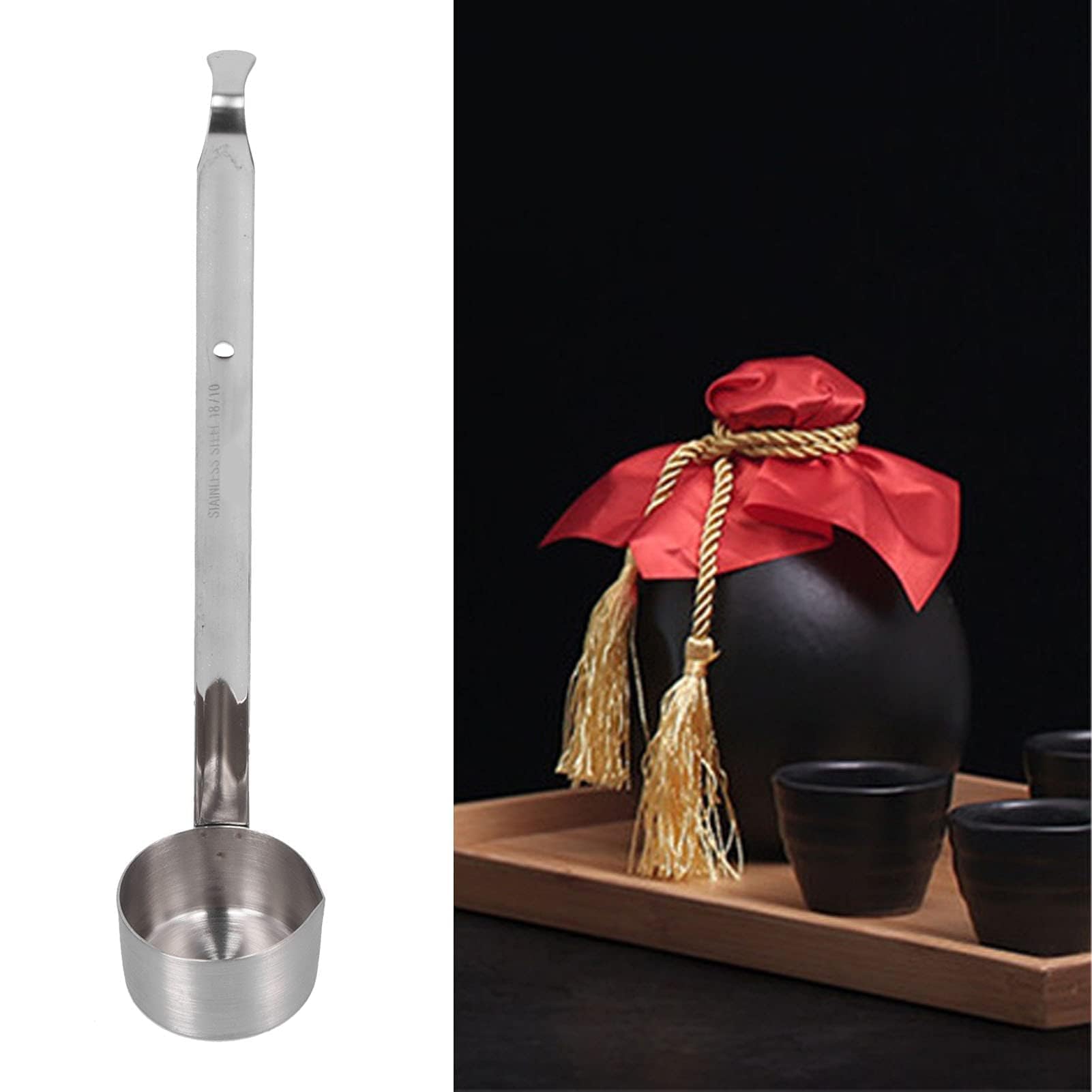 Stainless Steel Ladle, Wine Ladles Metal Soup Ladle with Long Handles Stainless Steel Wine Measuring Spoon Canning Ladle Oil Soup Spoon for Stirring Liquid((125ML)