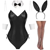 Avidlove Women Bunny Costume Lingerie Sets for Women Sexy Halloween One Piece Bodysuit Stockings Set（7-Piece Set）