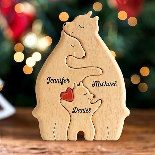 Pawfect House Mothers Day, Birthday Gifts for Mom from Daughter, Son, We  are One Personalized Bear Family Wooden Art Puzzle, Gift for Family,