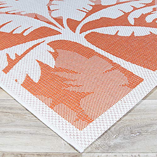 Couristan Monaco Coastal Floral Indoor/Outdoor Area Rug, 3'9" x 5'5", Ivory/Orange
