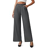 AVAMO Womens Dress Pants Wide Leg Pull On Stretchy Work Pants for Women with Pockets High Elastic Waist Office Business