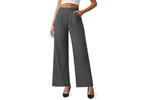 AVAMO Womens Dress Pants Wide Leg Pull On Stretchy Work Pants for Women with Pockets High Elastic Waist Office Business