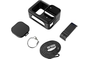 Silicone Sleeve Rubber Protective Case for Go Pro Hero 13 Black Standard Lens, Battery Side Cover&Lens Cap&Lanyard&40M Rope o