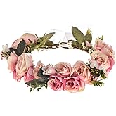 Vividsun Adjustable Flower Crown Floral Headpiece Floral Crown Wedding Festivals Photo Props (baby pink)