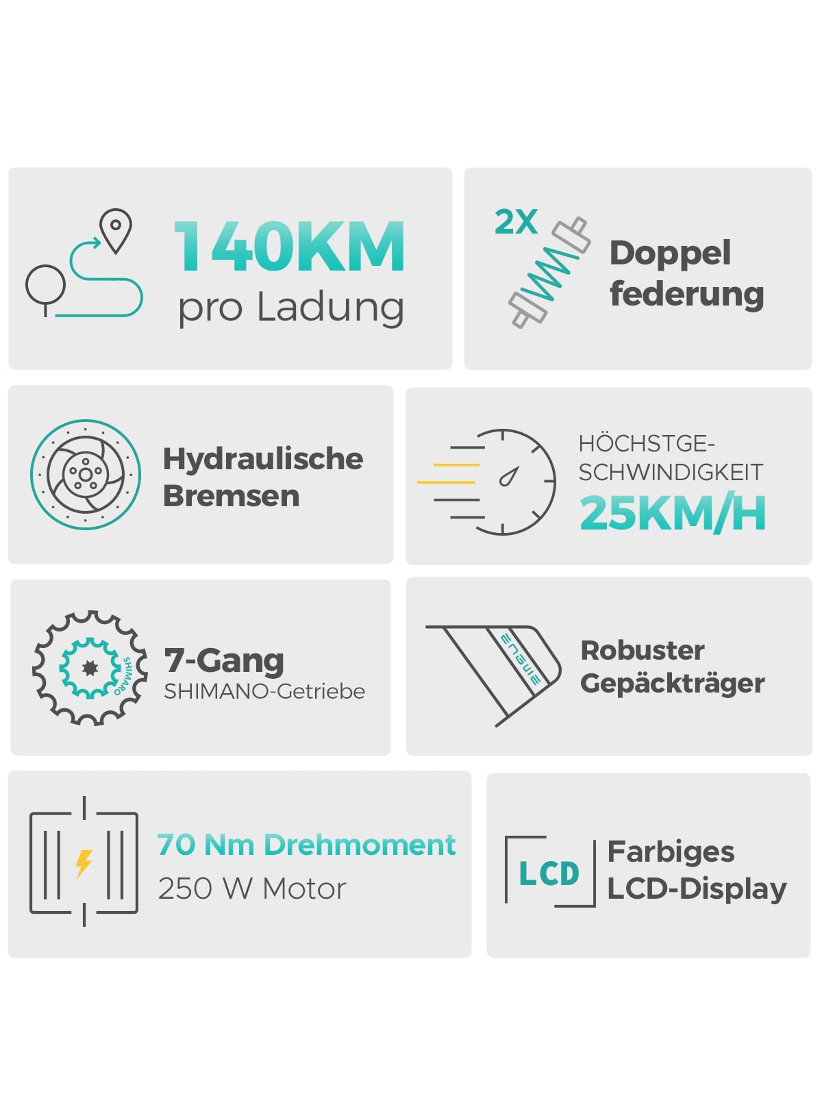 ENGWE E Bike Mountainbike Elektrofahrräder, Ebike 48V 16Ah Akku bis 150km, E-Bike mit 26x4 Zoll Fat Tire, Electric Bike 250W Motor Max. 25km/h, E26 4