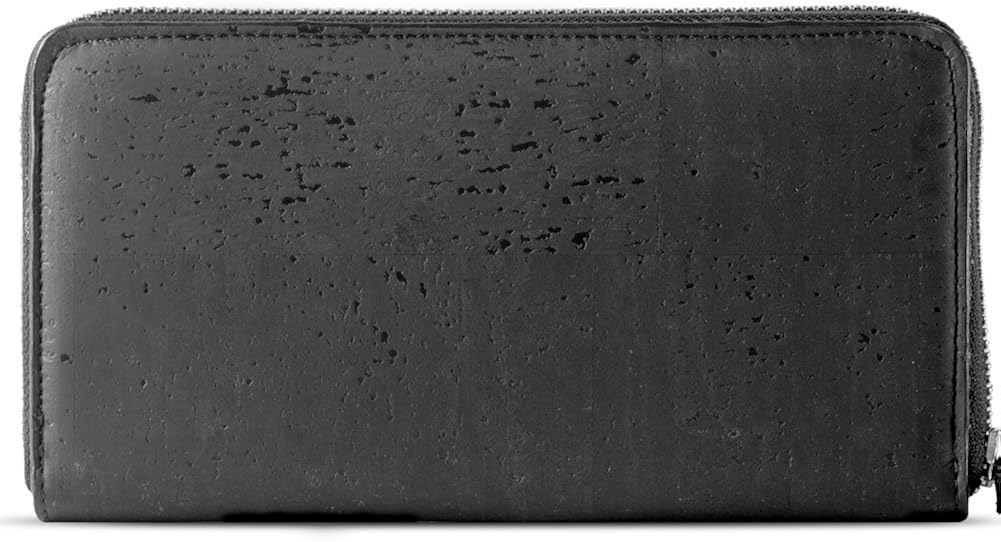 Corkor RFID Wallet Women Zip Around Clutch, Natural Cork Non-Leather Vegan Gift , Medium, Black - Image 3
