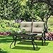 Giantex 2 Pcs Patio Loveseat with Coffee Table Outdoor Bench with Cushion and Metal Frame, Loveseat Furniture Set Sofa for Garden, Yard, Patio or Poolside