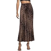 Segreto Women's Maxi Bodycon Wrap Print Skirts Elastic High Waist Long Pencil Skirt Stretchy Slim Fit Flower Fishtail Dress