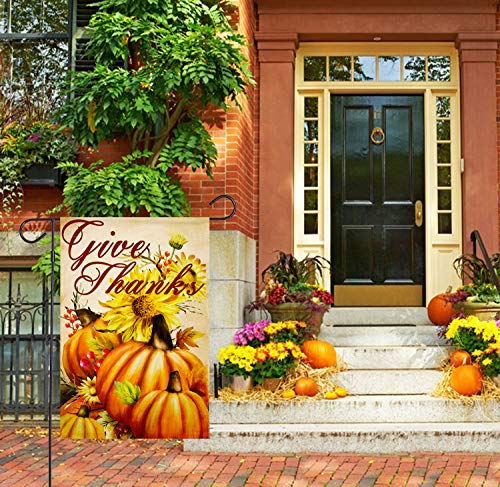 Iceyyyy Welcome Fall Thanksgiving Pumpkin Garden Flag - Double Sided Decorative Autumn Yard Burlap Banner for Indoor & Outdoor Decoration (Style 2) - Thumbnail 3