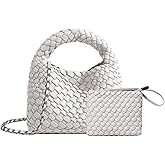 JINMANXUE Fashion Mini Handbag For Women, Woven Tote Bucket Composite Bag Knitting Chain Bags, Crossbody Shoulder Purses