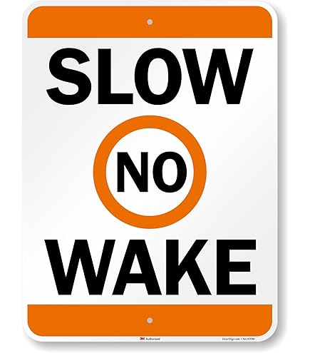 No Wake Zone Schild, 20x30 Cm – Laminiertes Aluminium-Schild 'Slow Down' Für Boote & Marinas