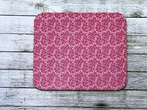 Burgundy, Cream, and Pink Dainty Floral Print Mouse Pad - Affordable Office Decor