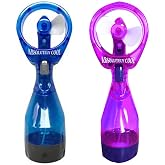 Water Mist Spray Bottle Fan Portable Handheld Mister - Battery Operated (Purple &amp; Blue)