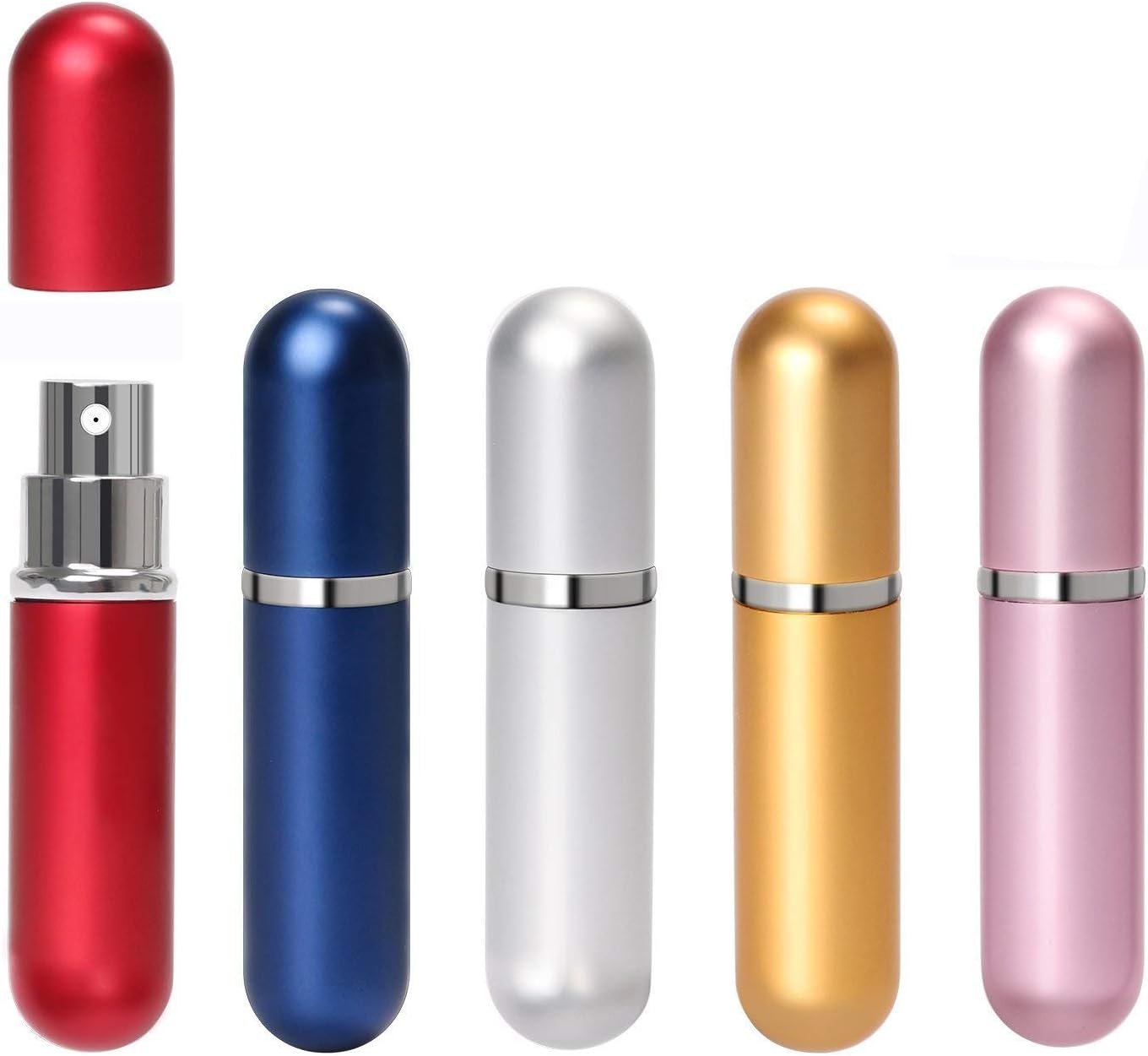 CooKey Perfume Atomiser Travel Portable Mini Refillable Perfume Atomiser Perfume Atomiser water spray bottle with 2 bell Filler, 5 piece