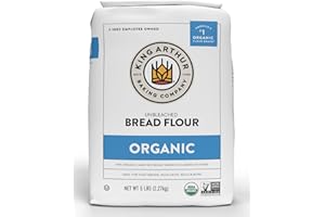 King Arthur Unbleached Organic Bread Flour - High Protein 12.7% for Lofty Yeasted Breads, Non-GMO, Kosher Certified - Premium Baking Flour for Artisan Loaves, Pizza Dough, and Sourdough (5 lbs)