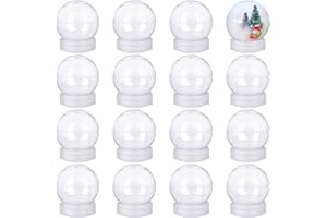 AWEYKA 16 Pieces 2.7 Inch/69mm Plastic Snow Globe Clear Plastic Water Globe Fillable Snow Globe with Screw Off Cap for DIY Crafts Christmas Home Decoration