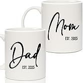 Breezy Valley New Parents Gifts for Couples, New Mom Dad Mugs Est 2025 Cup - Expecting Parents Dad Mom to Be Gifts for 1st First Time, Baby Shower Gender Reveal Gift