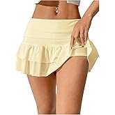 SHENHE Women's Y2k Ruffle Mini Skirt Layered Tiered Low Rise Coquette Micro Skirt with Shorts