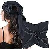 MANSPHIL 100% Mulberry Silk Head Scarf, Women Square Neck Scarves, Hair Scarf Bandanas, Multi Size, 21", 27", 35"