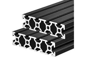 QNK 2pcs 1220mm(48") T Slot 2080 Aluminum Extrusion European Standard Anodized Linear Rail for 3D Printer Parts and CNC DIY Black