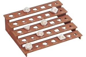 BENECREAT 5-Tier Wooden Dice Holder, 7.4x5.9x2.2inch Display Rack, Coconut Brown Storage Shelf Holds 35Pcs Dice Display Stand