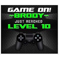 GAME ON Video Gamer Birthday Banner Neon Green Personalized Party Decoration Backdrop