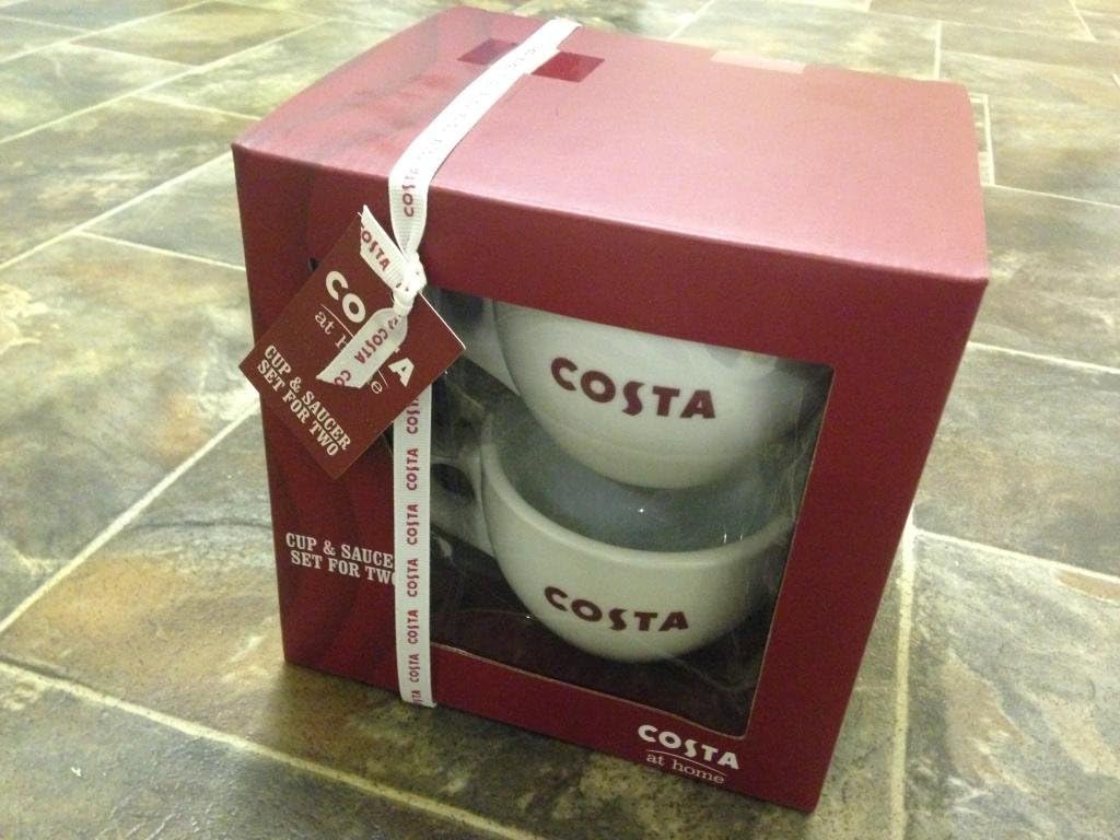 Costa Ceramic Cup & Saucer Set For Two Gift Boxed by Costa Coffee