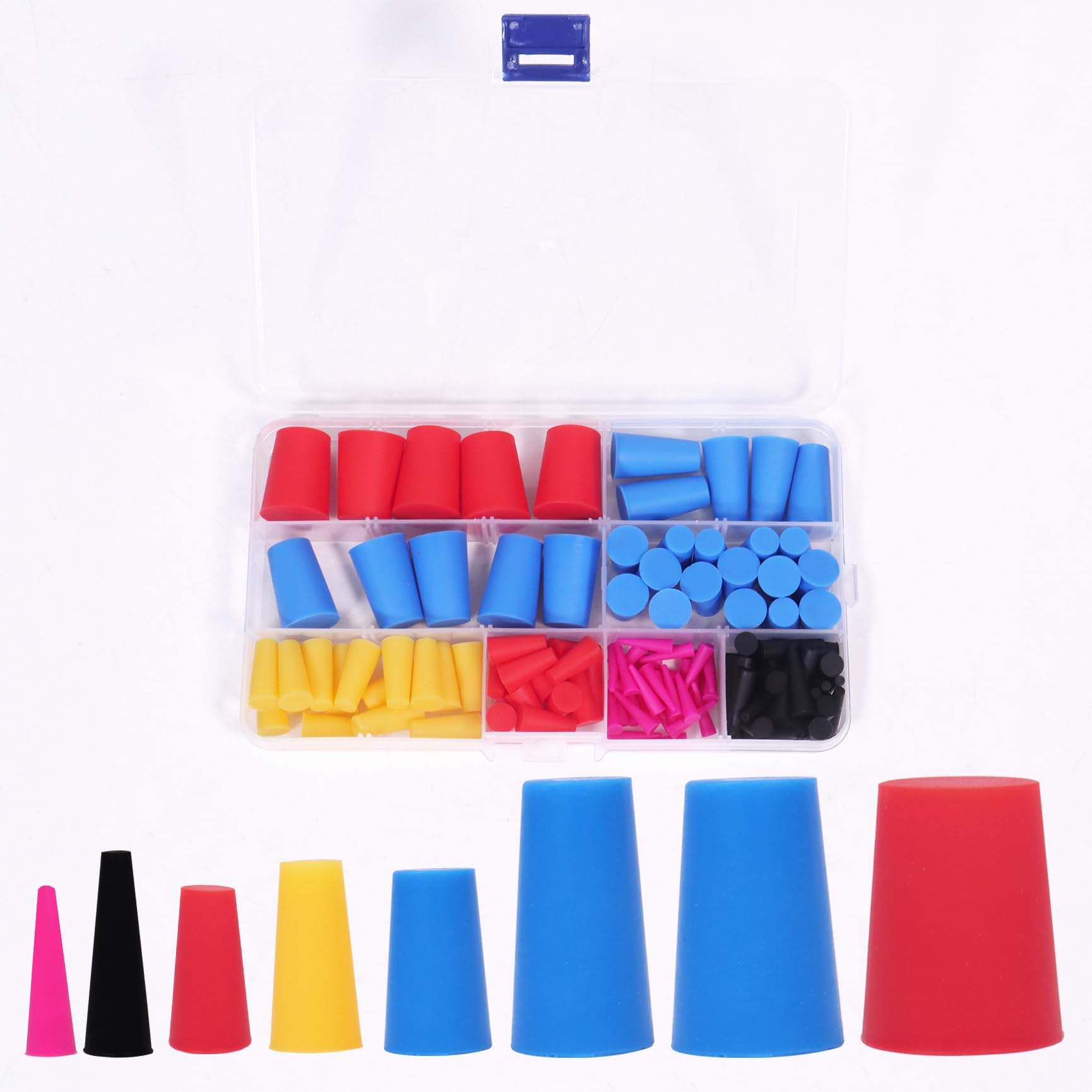 120Pack Silicone Rubber Tapered Plug Assortment Kit, Rubber Plug Assortment Kit for Powder Coatings,Painting, Anodizing,Media Blasting Supplies