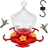 Hummingbird Feeders for Outdoors, Hanging Hummingbird Feeder Anti-Ant with 5 Feeding Leak Proof Garden Decor, 17 Oz for Easy Cleaning and Presents, Ideal Gift for Bird Lover