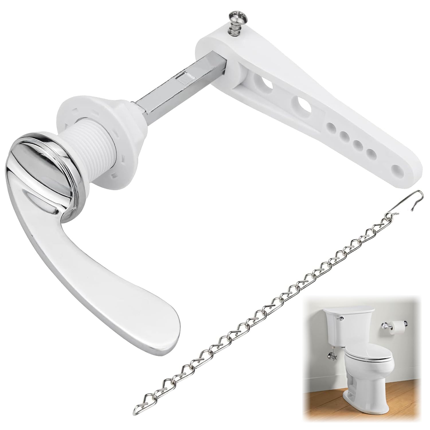 Alloy Toilet Flush Handle Replacement - Universal Lever for Cistern Tank With Chain