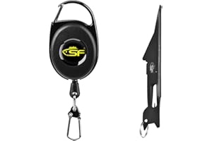 SF 2 in 1 Fly Fishing Angler Accessories Knot Tying Tool with Steel Cord Zinger Retractor Black/Silver