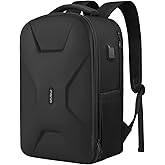 MOSISO 15.6-16 inch 35L Laptop Backpack with USB Charging Port for Women Men, Waterproof Hardshell Travel Business Computer Bag, Anti-Theft Daypack with Luggage Strap, Black