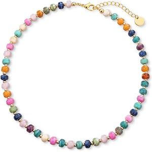 Trinckle Colorful Beaded Necklaces, Chunky Summer Jewelry for Vacation | Lightwight Resin Rainbow and White Necklaces, Adjust