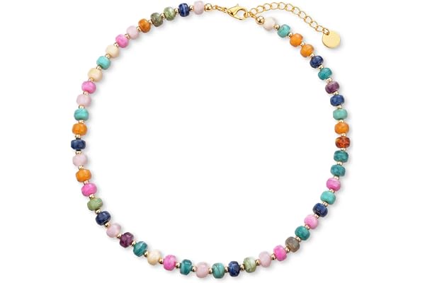 Trinckle Chunky Beaded Necklaces for Women, Colorful and White Beaded Necklaces for Summer, Adjustable Resin Statement Bead Choker Necklaces, Trendy Boho Beach Summer Jewelry Vacation Gift for Her
