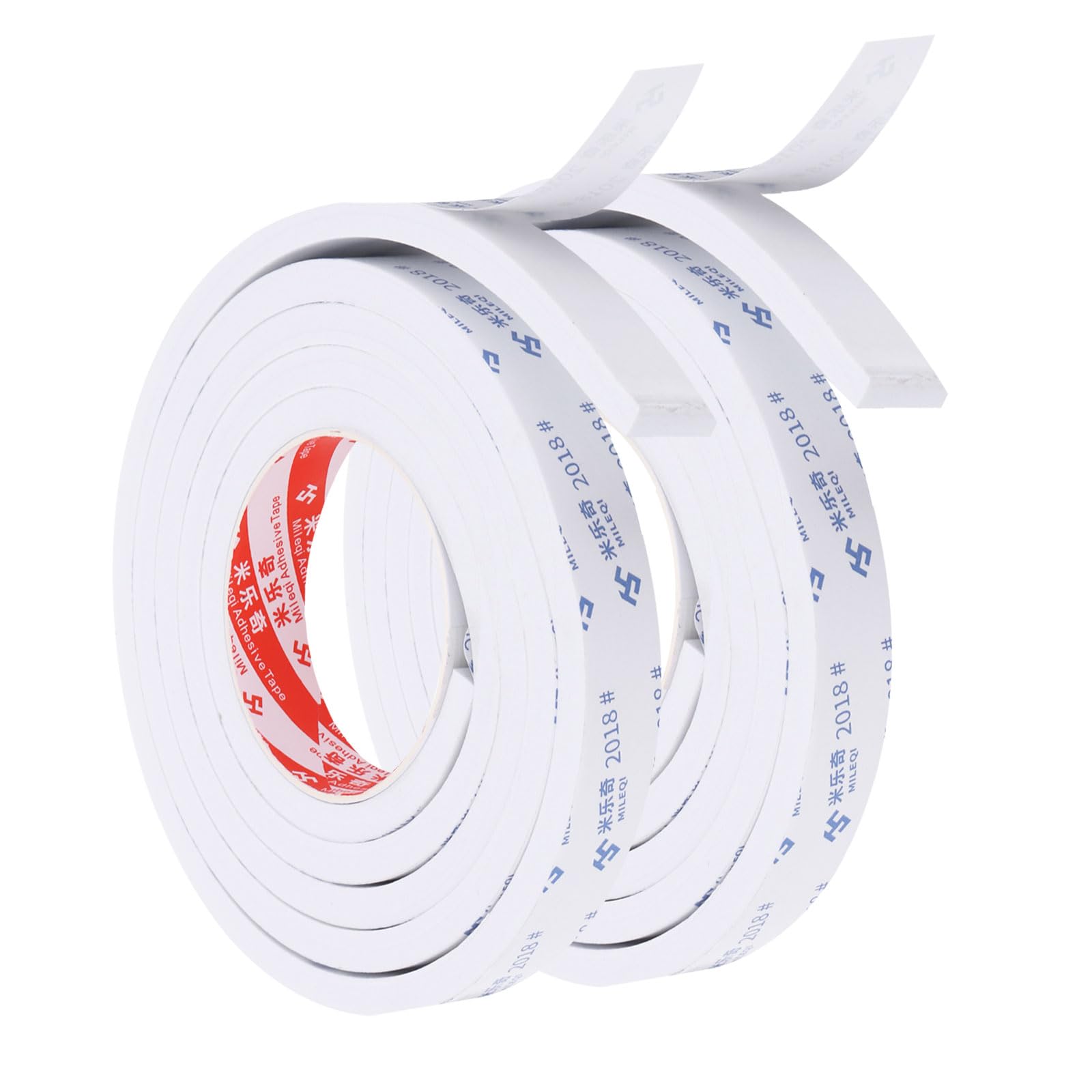 PATIKIL 2m/6.6ft Sealing Foam Tape, 2 Pack 2.5cm Wide 10mm Thick Single Sided Weather Stripping Door Seal Strip for Window Door Insulation, White
