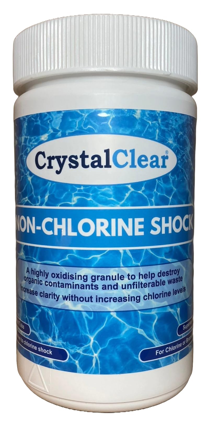 Non-Chlorine Shock Granules for Hot Tubs & Pools 1kg. For Chlorine, Bromine or Salt Water systems. Sanitises Oxygenates Reactivates dormant Bromine. Can be added directly to tub/pool water